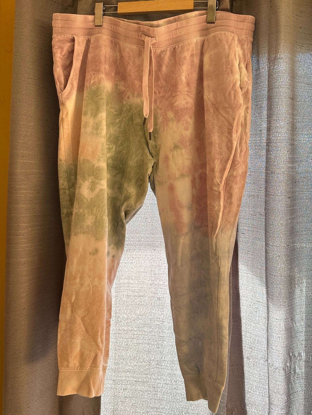 Old Navy Pink and Green Tie-Dye Women’s Joggers, with cuffs!